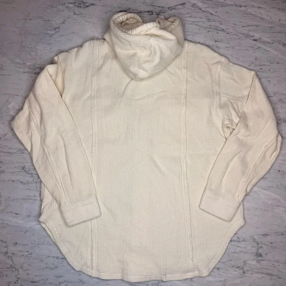 American Eagle Waffle Knit Shacket Cream Sz Small - Picture 5 of 8
